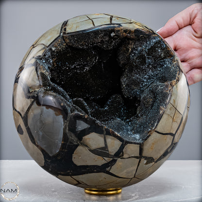 Natürliche Septarien Druse-Kugel mit Calzit Kristallen - 8026,93 g