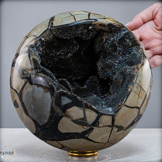 Natürliche Septarien Druse-Kugel mit Calzit Kristallen - 8026,93 g