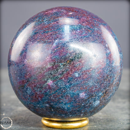 Natürliche Rubin in Fuchsit und Kyanit als Kugel - 538,19g - 65mm