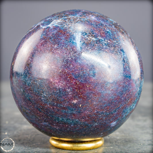 Natürliche Rubin in Fuchsit und Kyanit als Kugel - 538,19g - 65mm