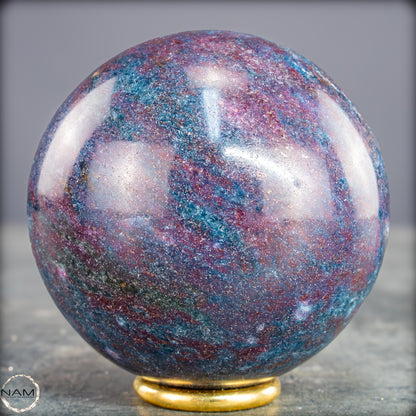 Natürliche Rubin in Fuchsit und Kyanit als Kugel - 538,19g - 65mm
