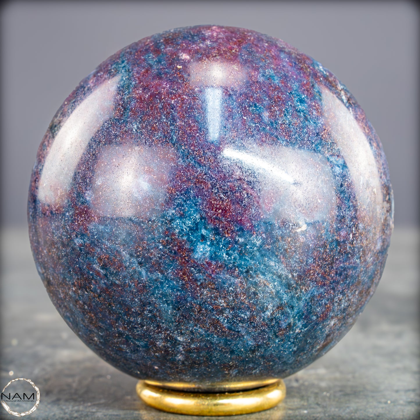 Natürliche Rubin in Fuchsit und Kyanit als Kugel - 538,19g - 65mm