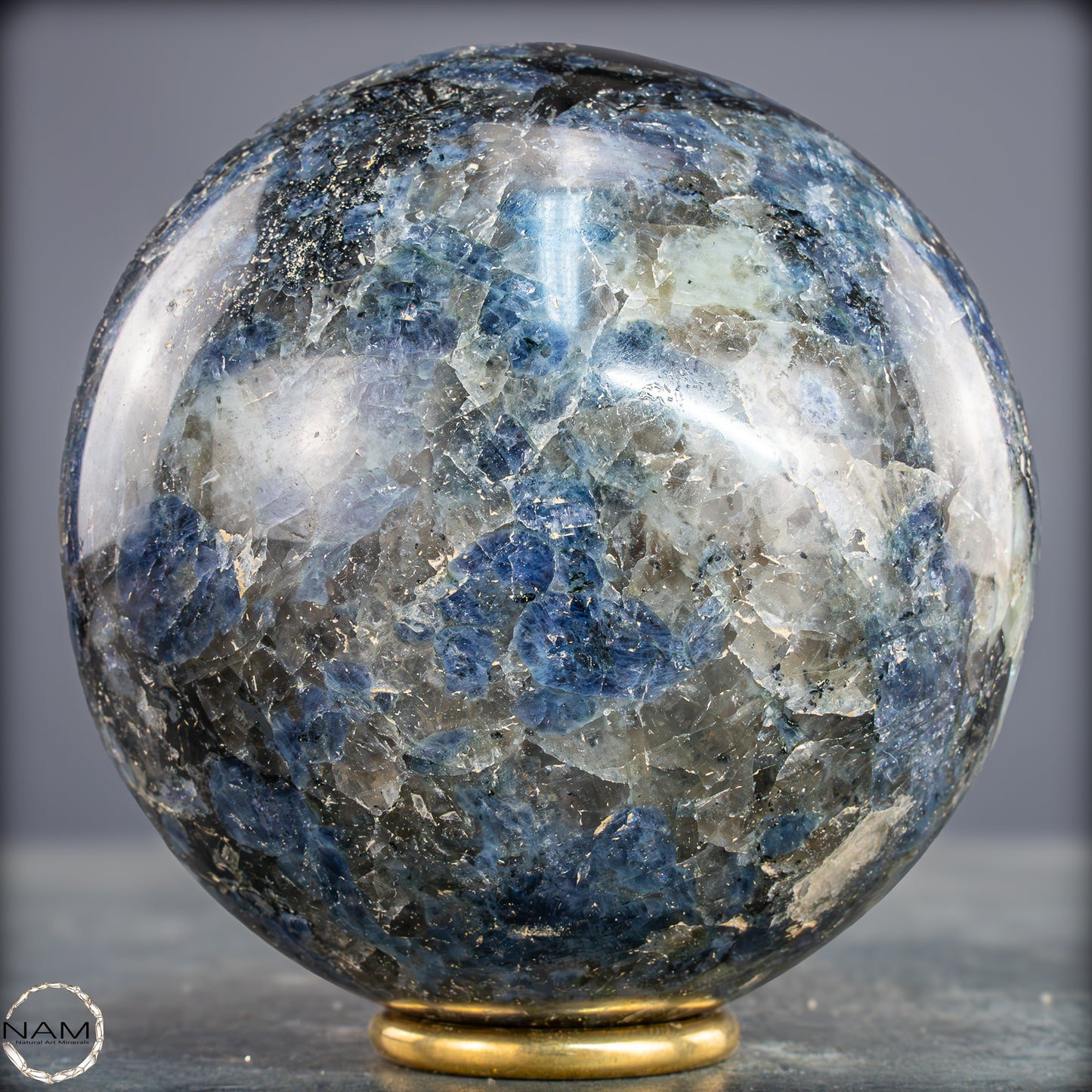 Natürliche Blaue Cordierit-Kristall Kugel, Spitzenqualität - 1727,04g - 120mm