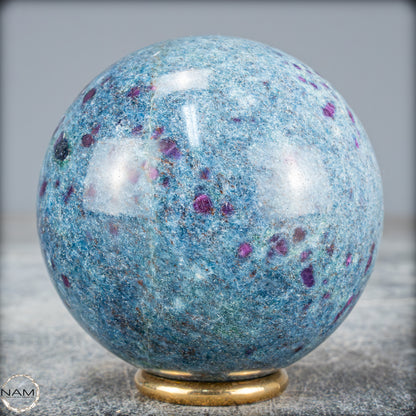 Natürliche Rubin in Fuchsit und Kyanit als Kugel - 447,38g - 62mm