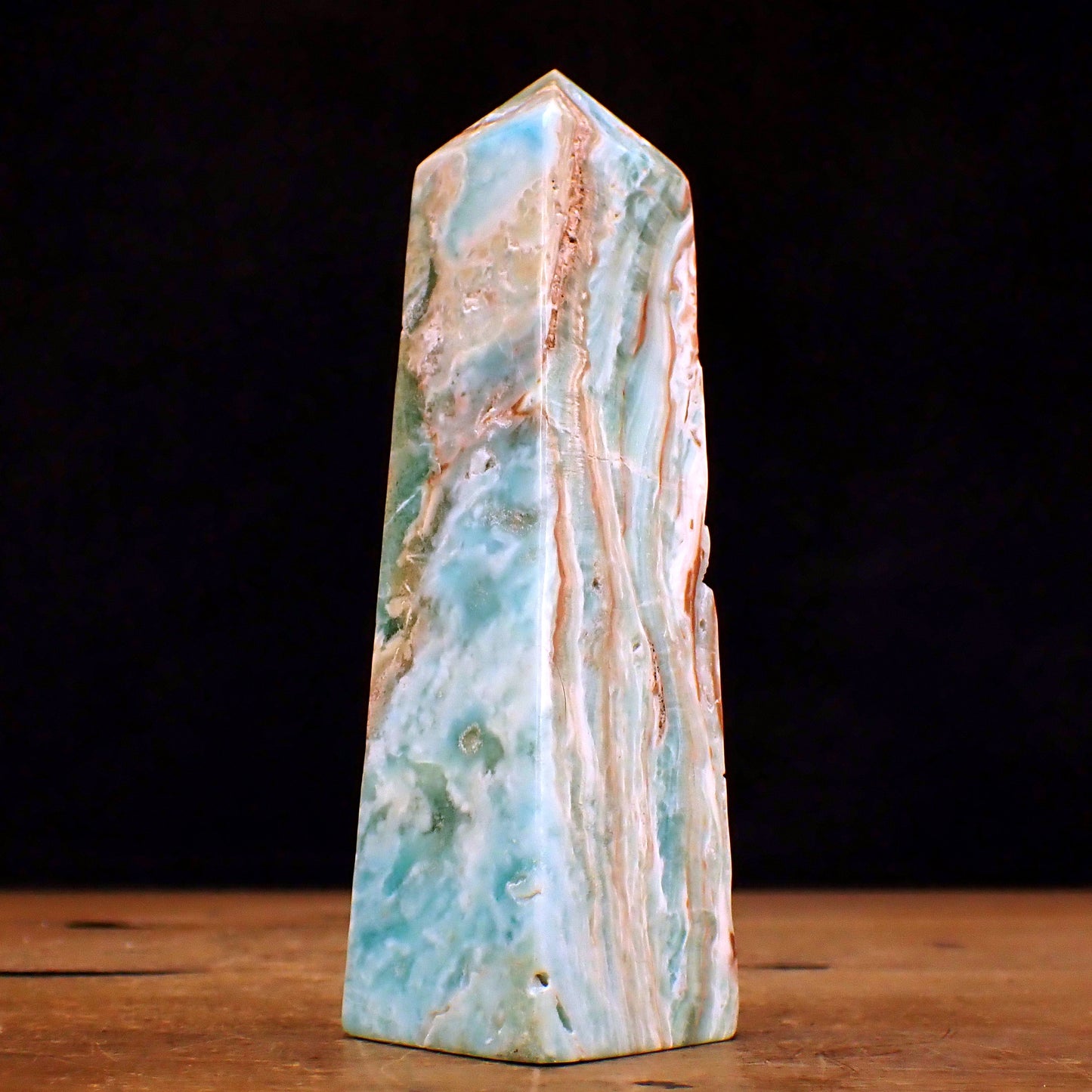 Natürlicher Blau-Grüner Aragonit Obelisk - 403,42g