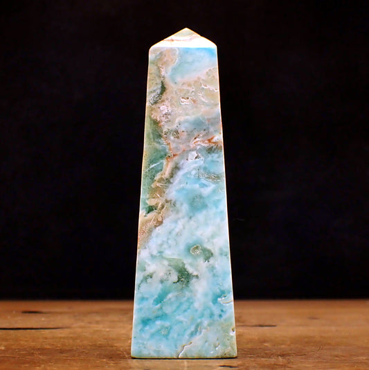 Natürlicher Blau-Grüner Aragonit Obelisk - 403,42g