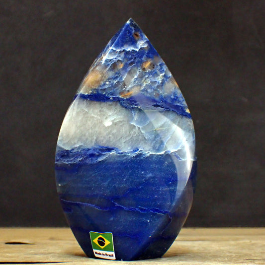 Blaue Quarz-Achat Flamme aus Brasilien - 728,85g - 146 x 87 x 50mm