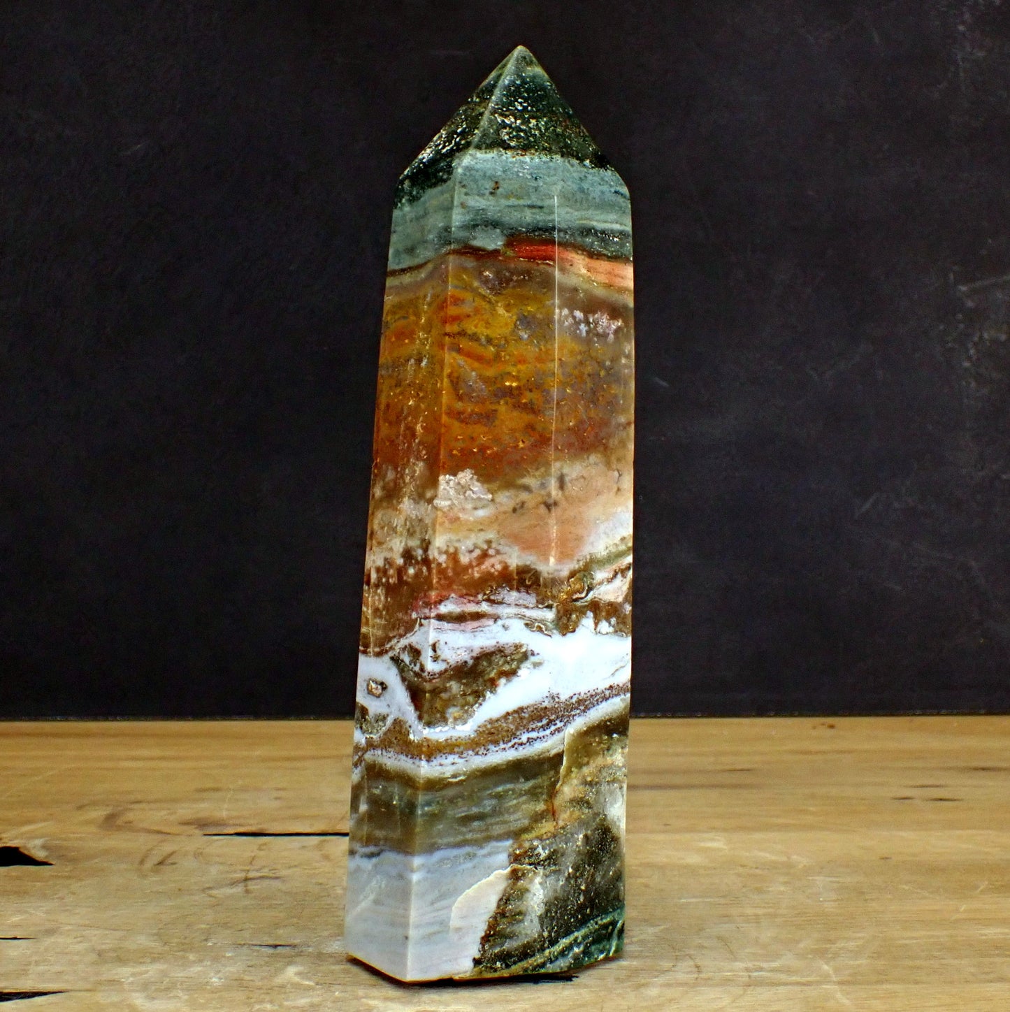 Jaspis-Achat Obelisk - 1130,42g - 230 x 70 x 50 mm