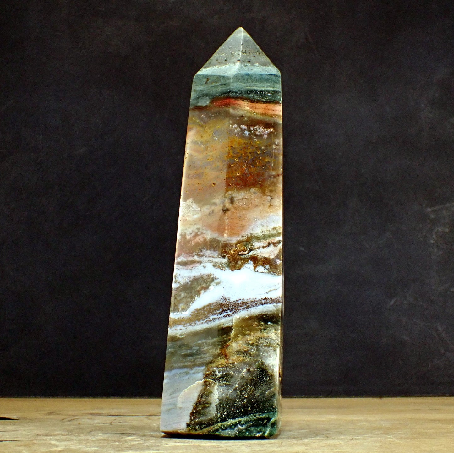 Jaspis-Achat Obelisk - 1130,42g - 230 x 70 x 50 mm