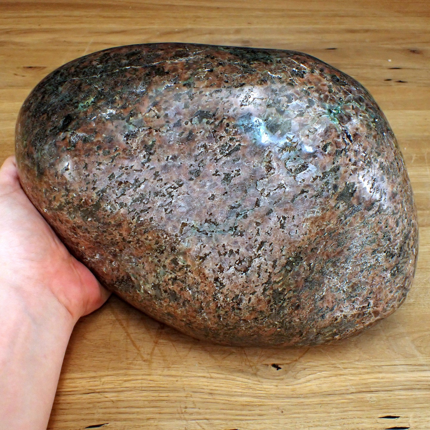 Garnierit und Feldspar Schale - 3786,69 g - 308 x 219 x 75mm