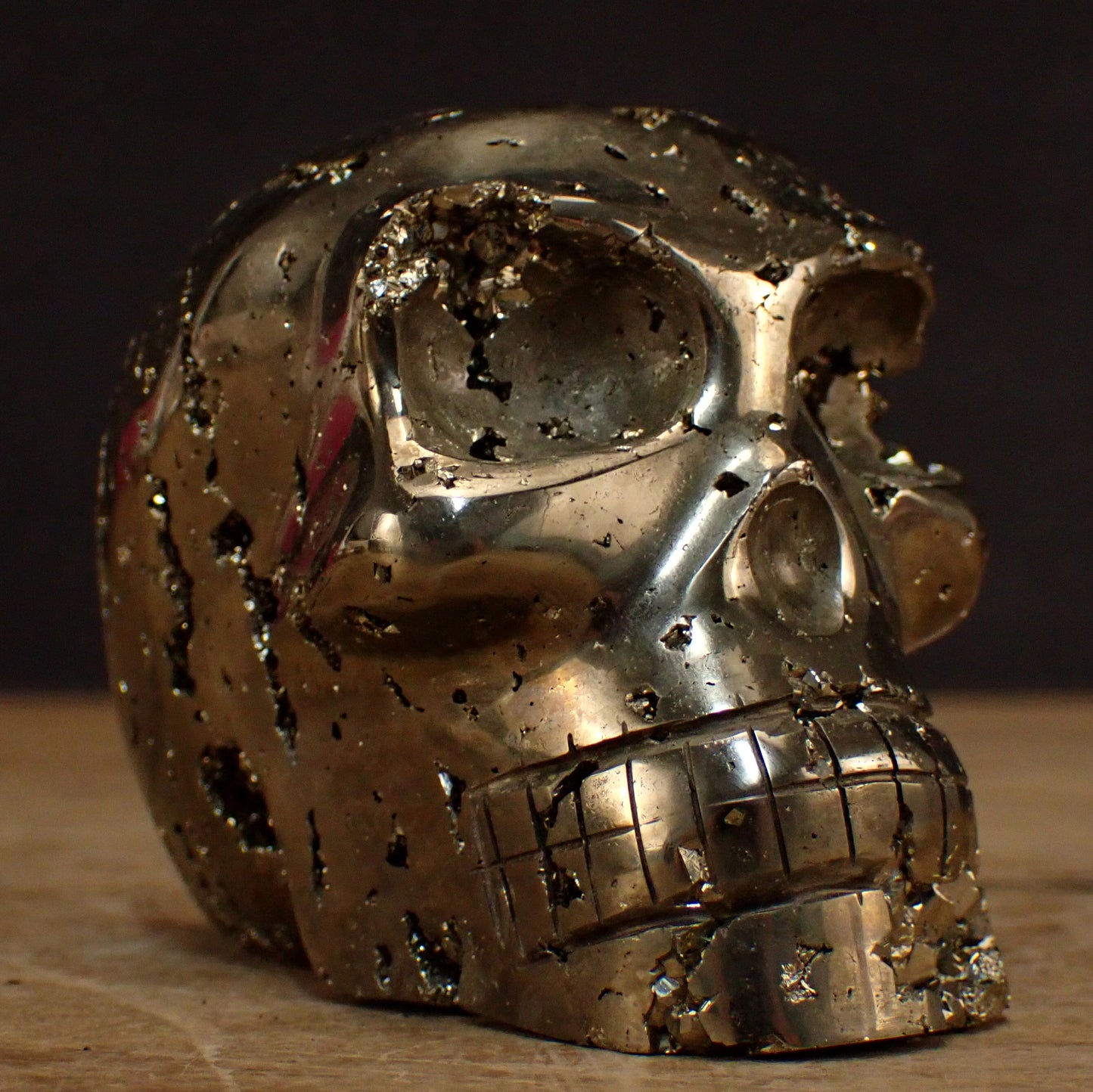 Pyrit Schädel/Totenkopf Skulptur - 749,91g - 88 x 66 x 59 mm