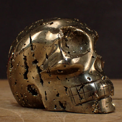 Pyrit Schädel/Totenkopf Skulptur - 749,91g - 88 x 66 x 59 mm