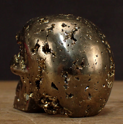 Pyrit Schädel/Totenkopf Skulptur - 749,91g - 88 x 66 x 59 mm