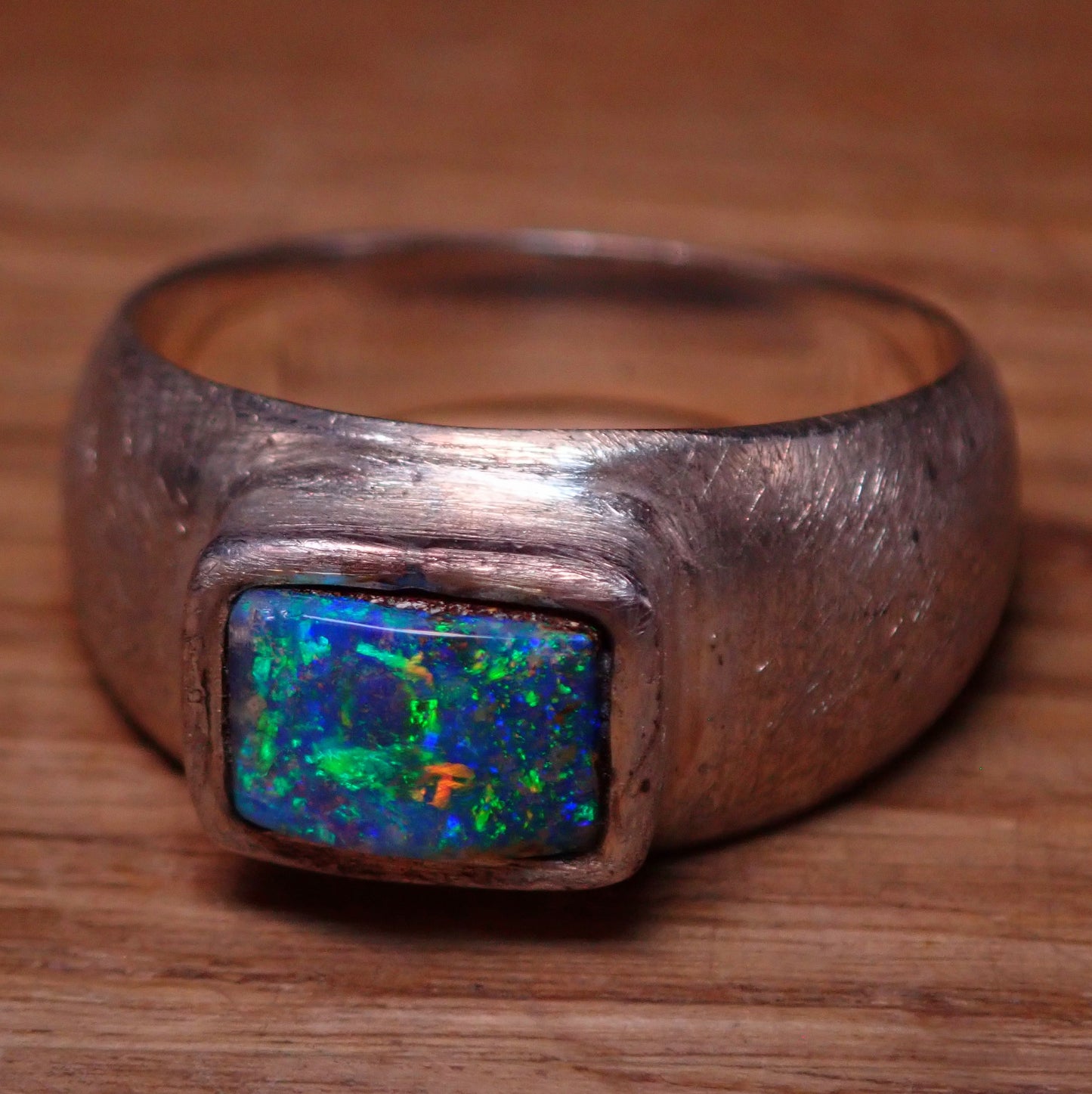 AAA+ Boulder Opal Ring aus Australien 925 Silber, 35.9ct