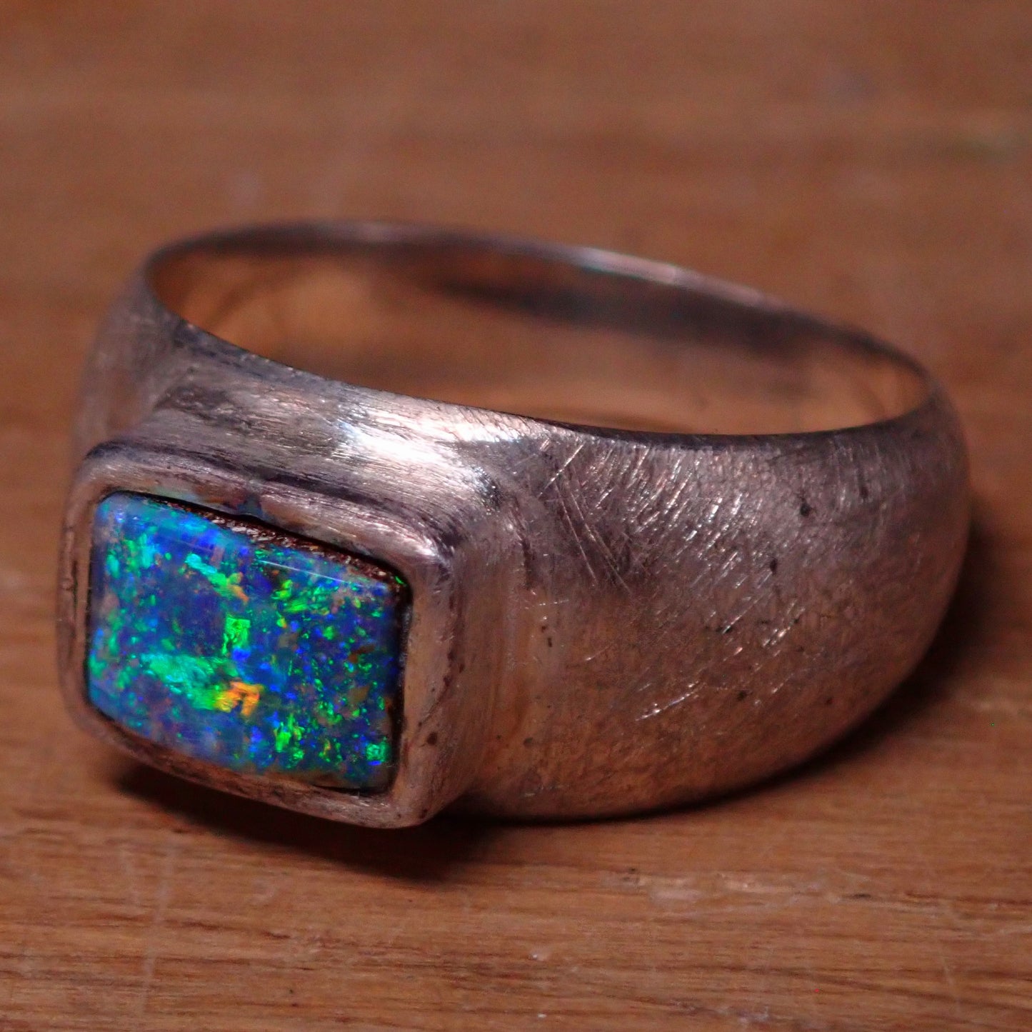 AAA+ Boulder Opal Ring aus Australien 925 Silber, 35.9ct