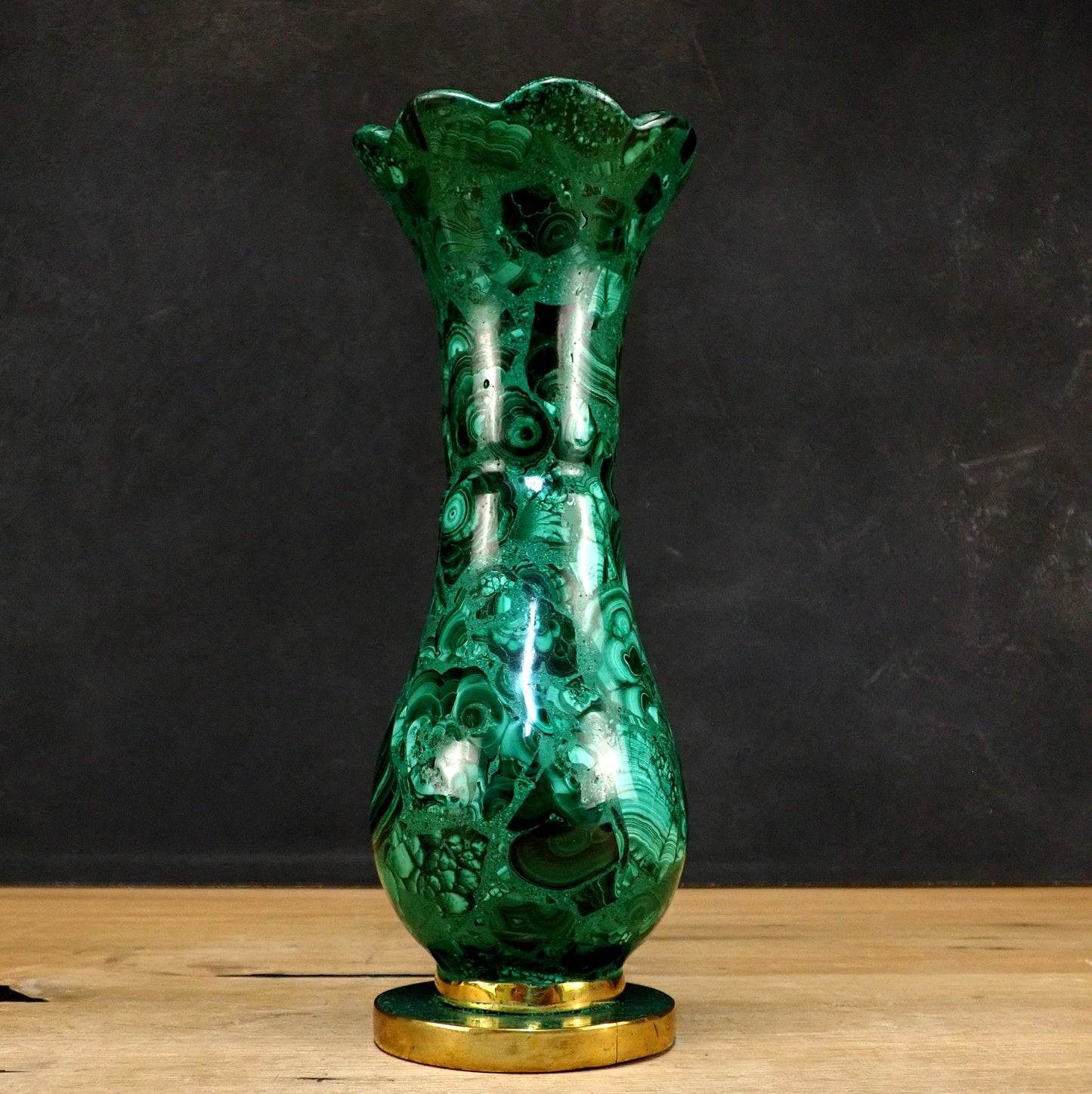 Seltene Malachit Vase - 1096,66g - 230x 90 x 90mm