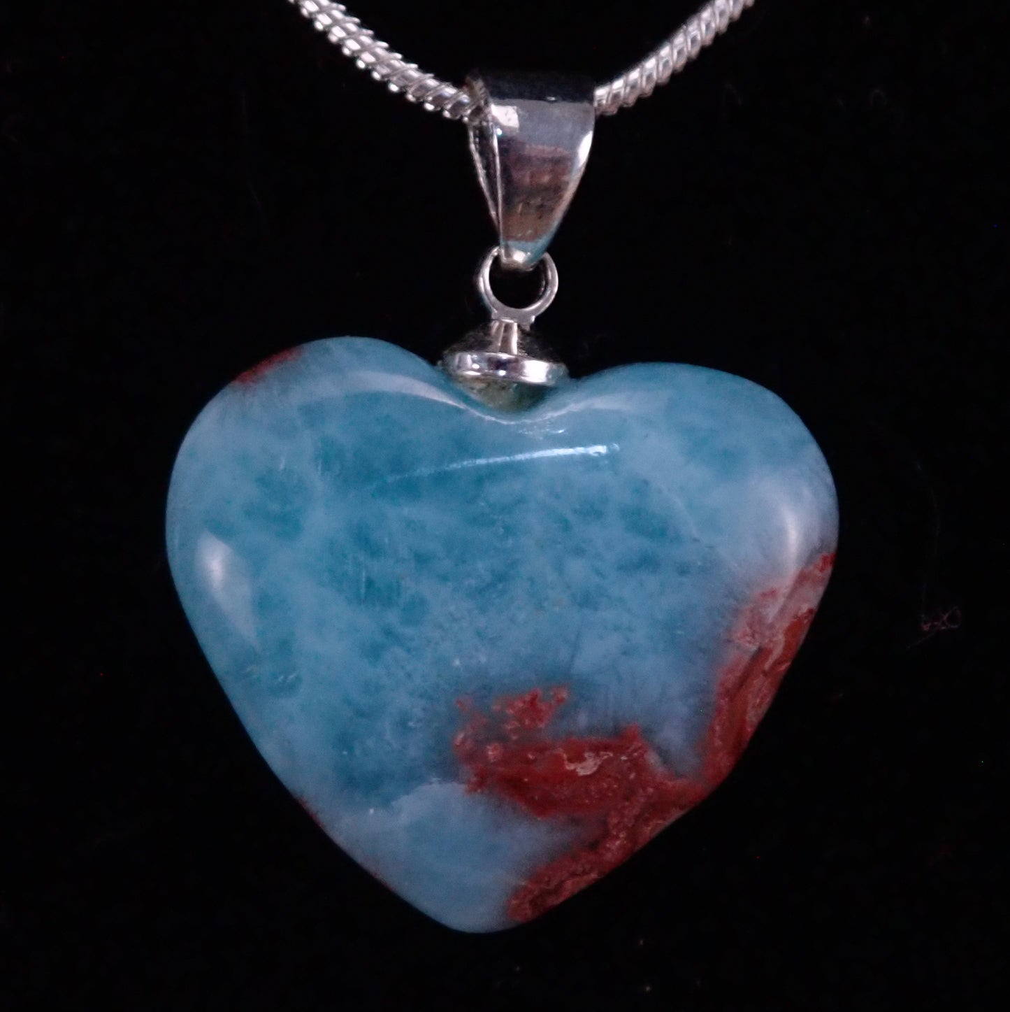 Natürlicher Larimar Anhänger & 925 Silber Kette - 36 ct