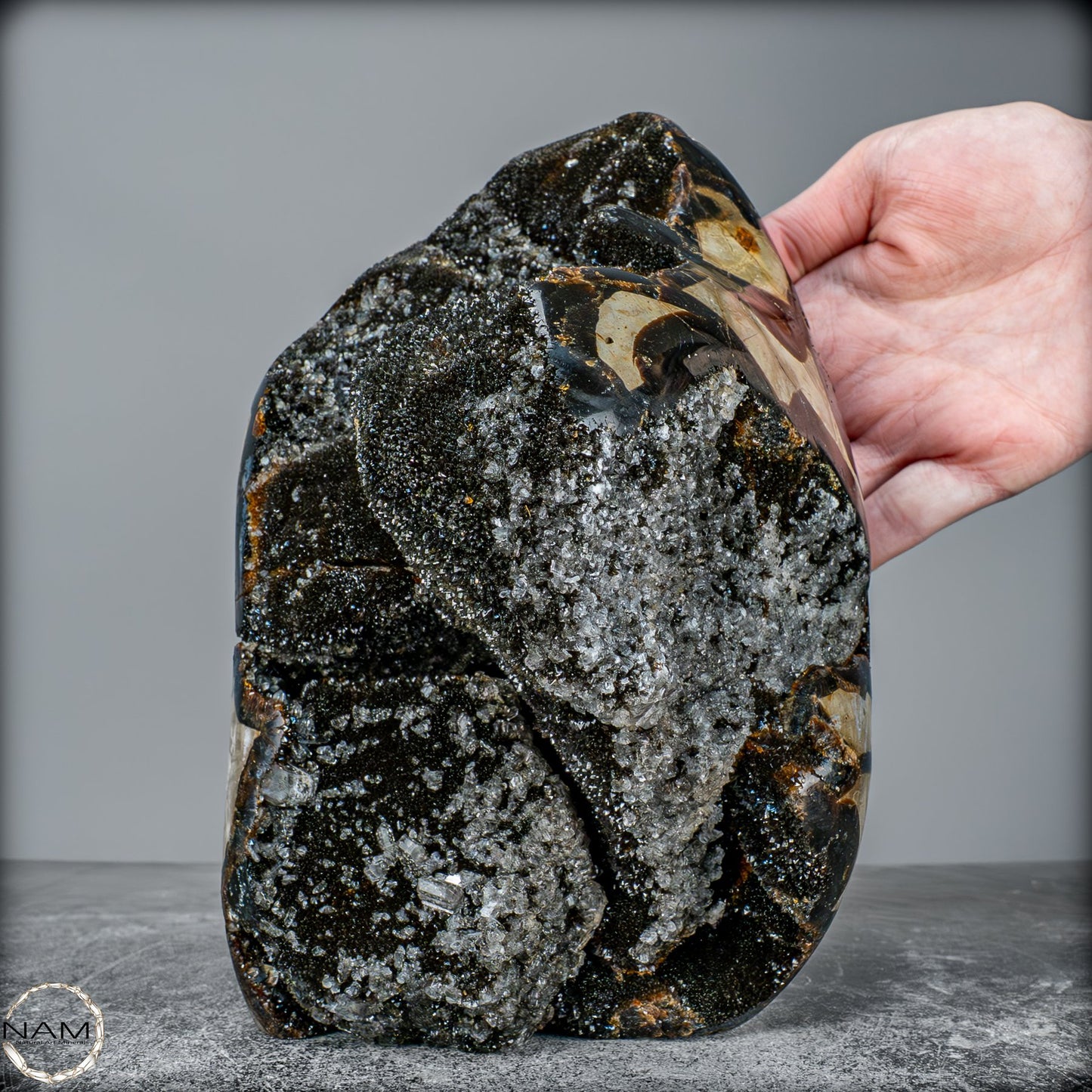 Natürliche Septarien Druse mit Calzit Kristallen - 3257,38g