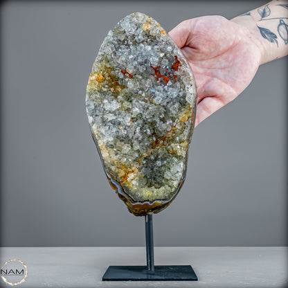 Amethyst-Prasiolith-Druse auf Ständer  (grüner Amethyst) – 1250,20g