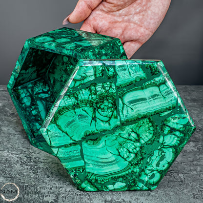 Einzigartige Malachit & Chrysocolla Schmuckkästchen - 1141,56g