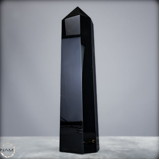 Natürliche Schwarze Obsidian Kristall-Obelisk - 1264,18g
