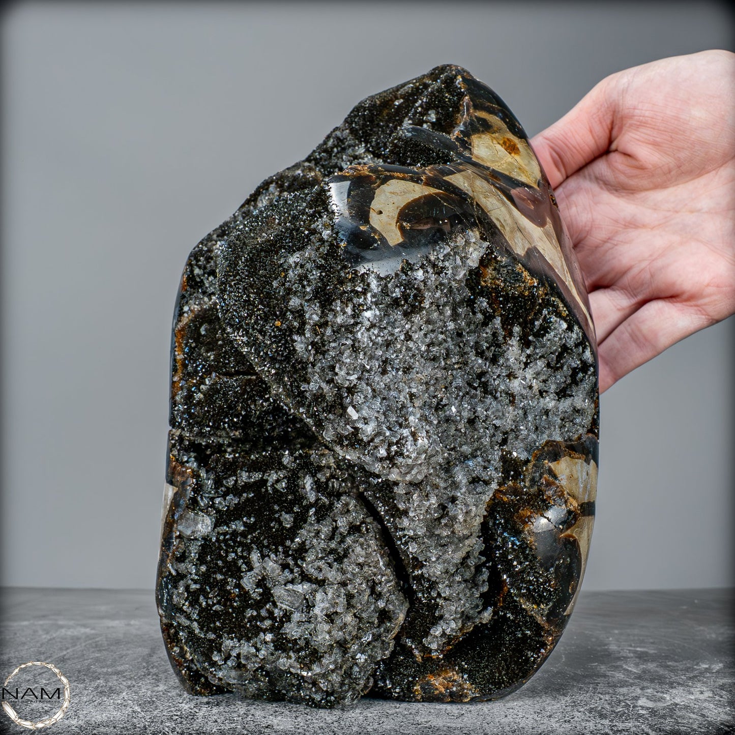 Natürliche Septarien Druse mit Calzit Kristallen - 3257,38g