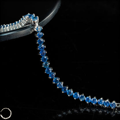 Saphir-Armkette – Zeitlose Eleganz in königlichem Blau aus 925er Silber -9,03g 45,15ct