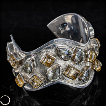 925er Silber Armreif mit Baltischem Bernstein & Labradorit -387,75 ct
