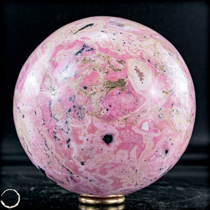Natürliche Rhodonit-Kristall Kugel mit Pyrit aus Peru- 2014,36g