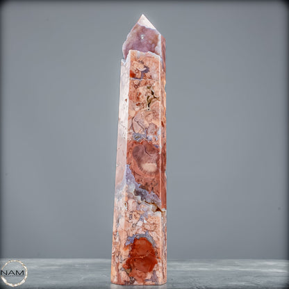 Cotton Candy Achat Obelisk – Sanfte Farben, kraftvolle Eleganz aus Mexiko - 443,16g