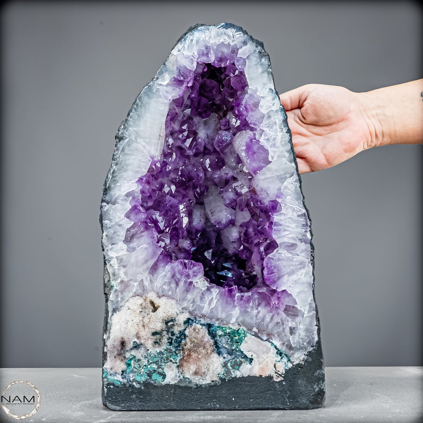 Amethyst-Druse mit Calcit aus Uruguay – 13184,13g