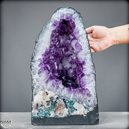 Amethyst-Druse mit Calcit aus Uruguay – 13184,13g