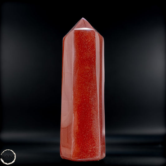 Ozean-Jaspis Obelisk – polierter Naturstein in kräftigem Rot - 1288,52g