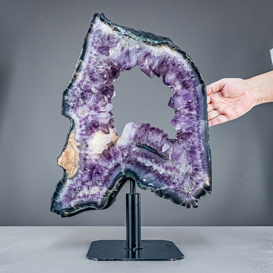 Amethyst-Calcit Scheibe auf Ständer - 11986,75g