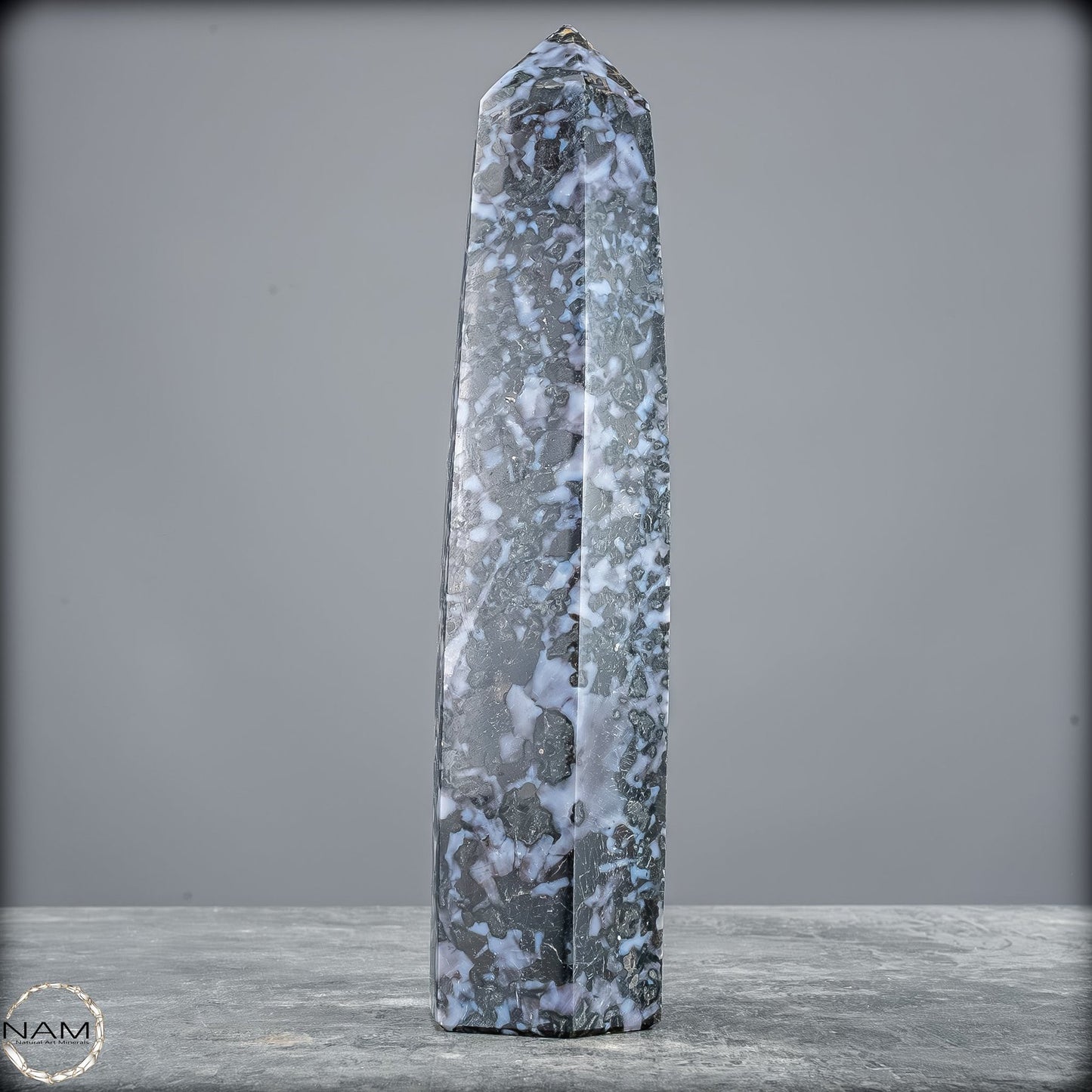 Natürlicher Merlinit (Gabbro) Kristall Obelisk - 821,77g