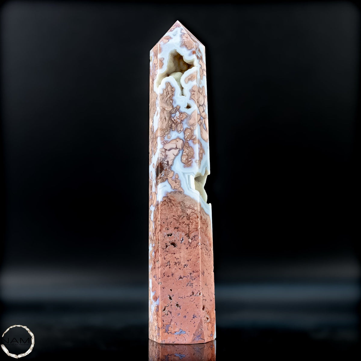 Cotton Candy Achat Obelisk  kraftvolle Eleganz aus Mexiko - 360,56g