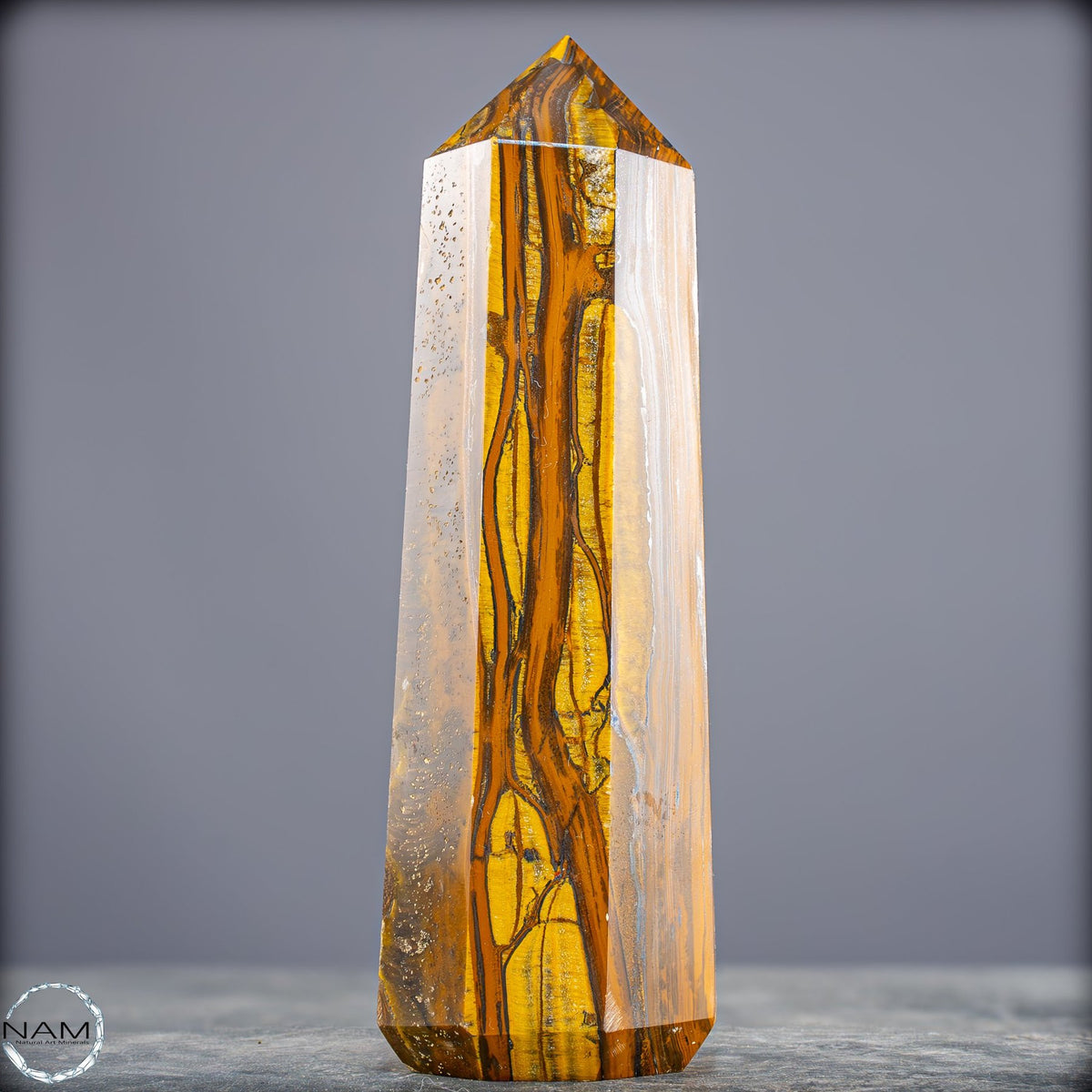 Natürlicher Tigerauge-Obelisk - 912,17g