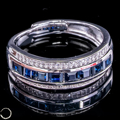 Strahlende Eleganz – Exklusiver Saphir-Ring aus 925er Silber -4,10g 20,5 ct