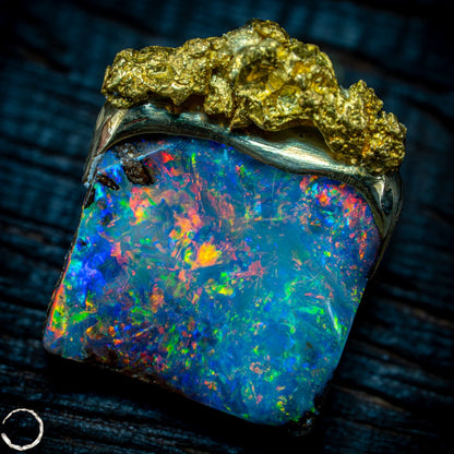 Natural Boulder Opal, Natürliches Goldnugget, 18K Gold Nugget - 3,968g