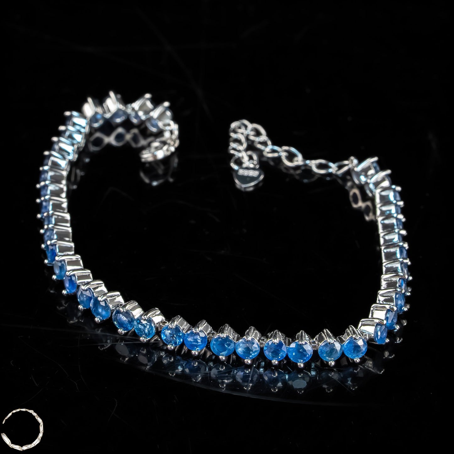 Saphir-Armkette – Zeitlose Eleganz in königlichem Blau aus 925er Silber -9,03g 45,15ct