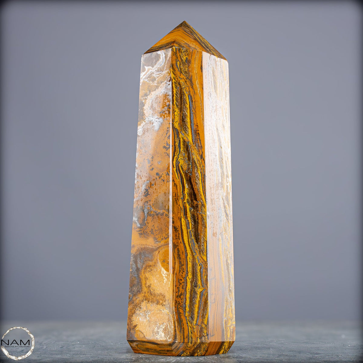 Natürlicher Tigerauge-Obelisk - 986,49g