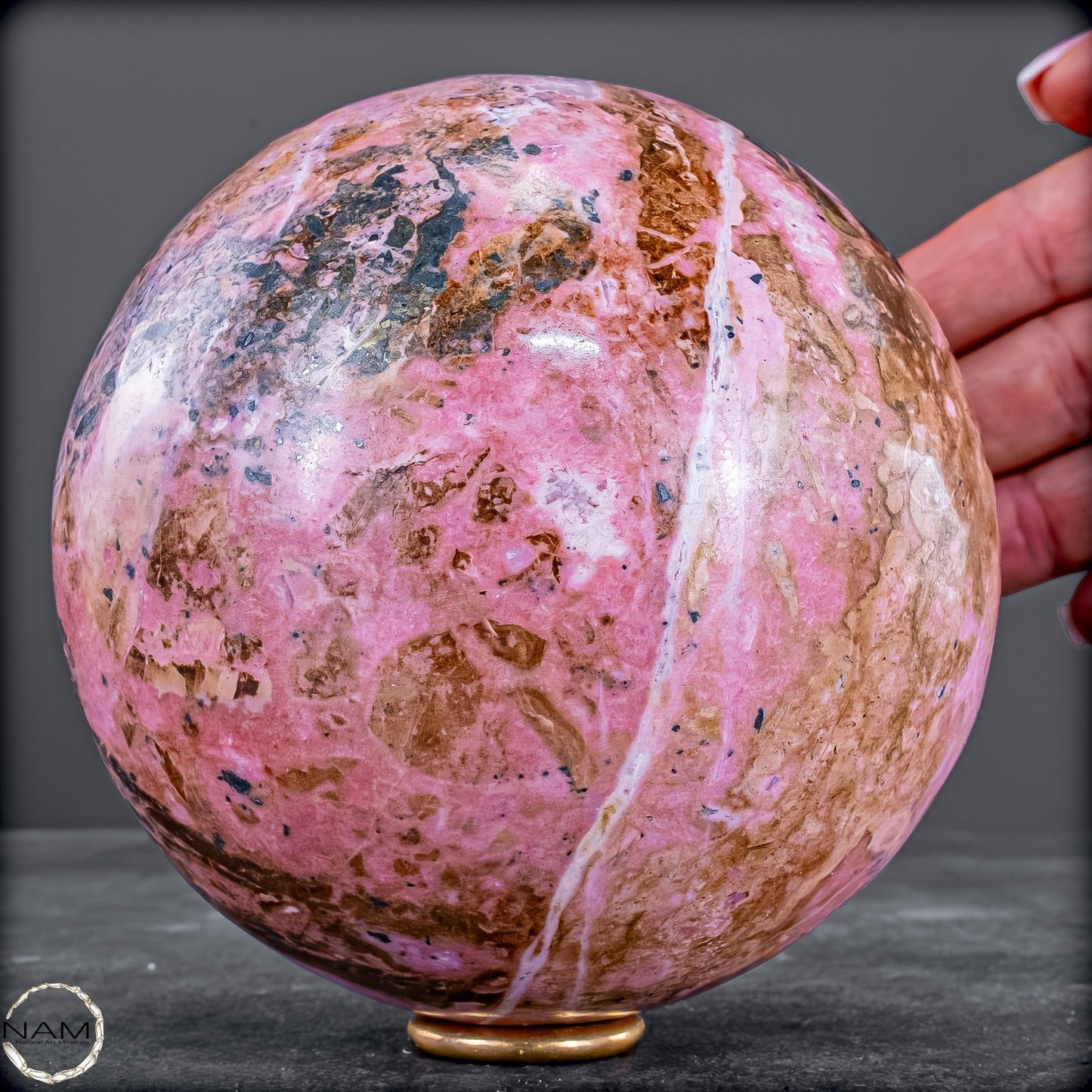 Rhodochrosit-Kugel – imposantes Unikat in Rosa-2290,92g