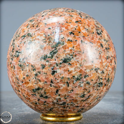 Natürliche Orangencalcit mit Grünem Tourmalin Kristall-Kugel - 1757,27g