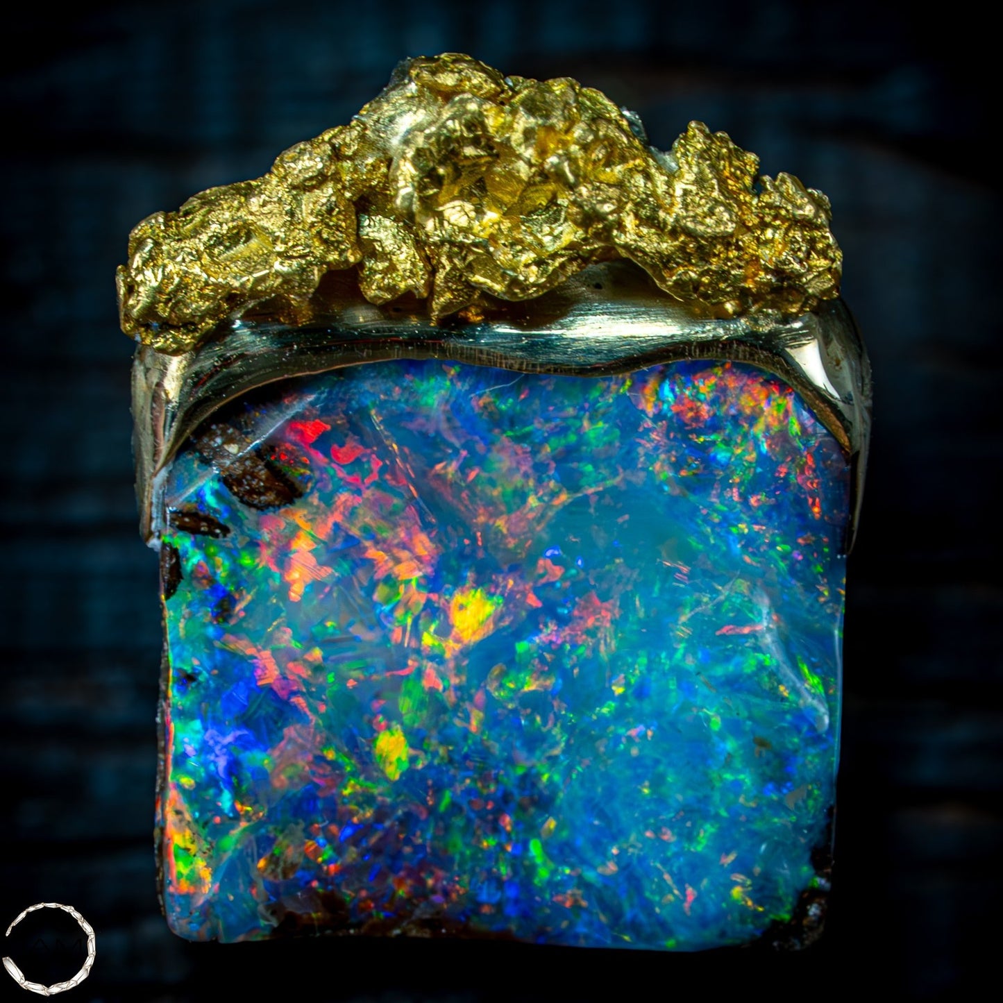 Natural Boulder Opal, Natürliches Goldnugget, 18K Gold Nugget - 3,968g