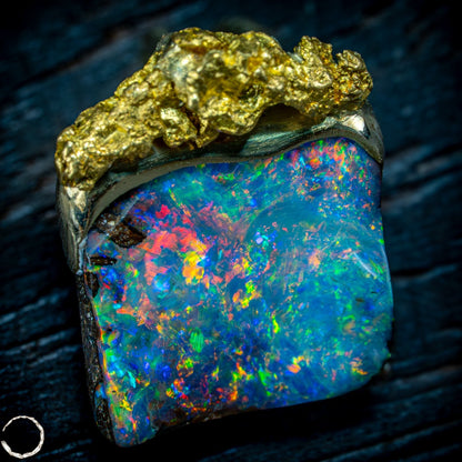 Natural Boulder Opal, Natürliches Goldnugget, 18K Gold Nugget - 3,968g