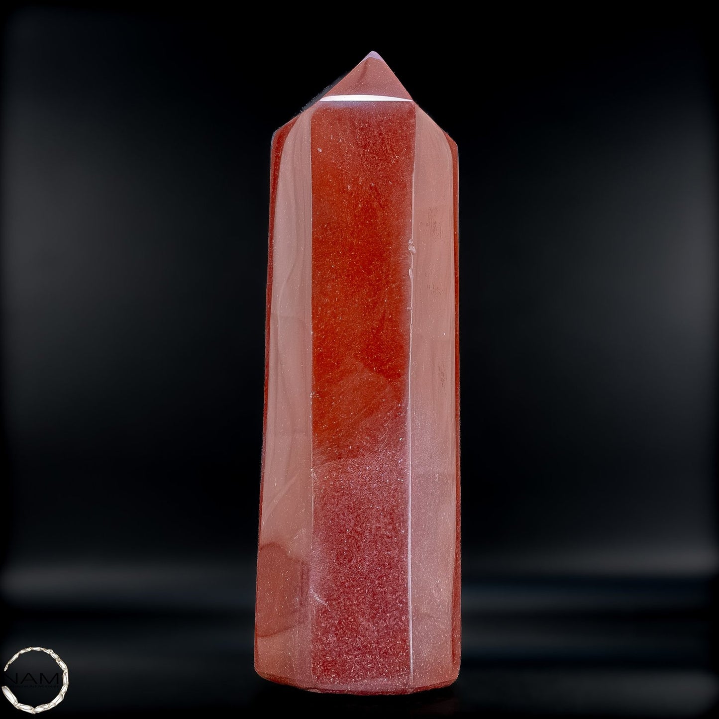 Ozean-Jaspis Obelisk – polierter Naturstein in kräftigem Rot - 1288,52g
