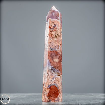 Cotton Candy Achat Obelisk – Sanfte Farben, kraftvolle Eleganz aus Mexiko - 443,16g
