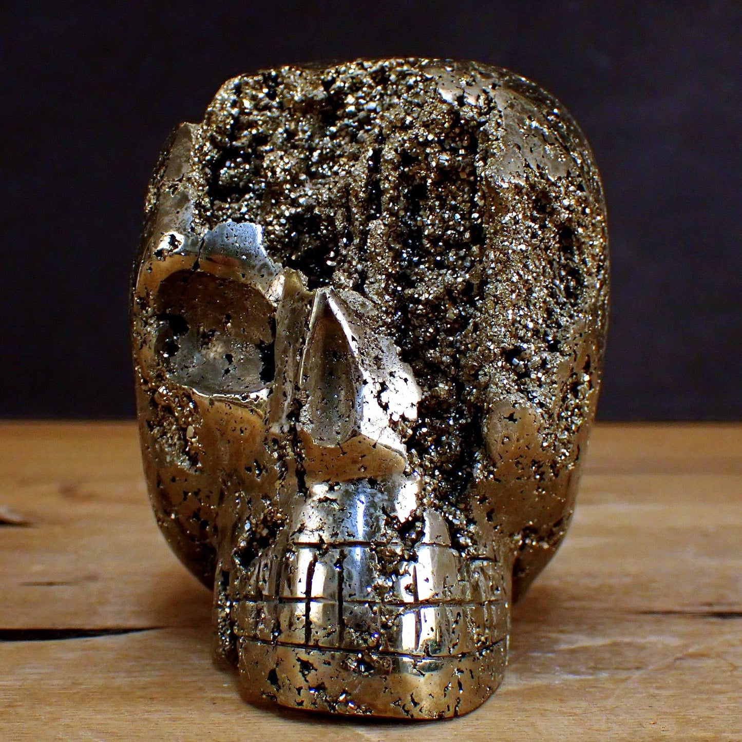 Großer Pyrit Schädel/Totenkopf Skulptur - 2165,51g