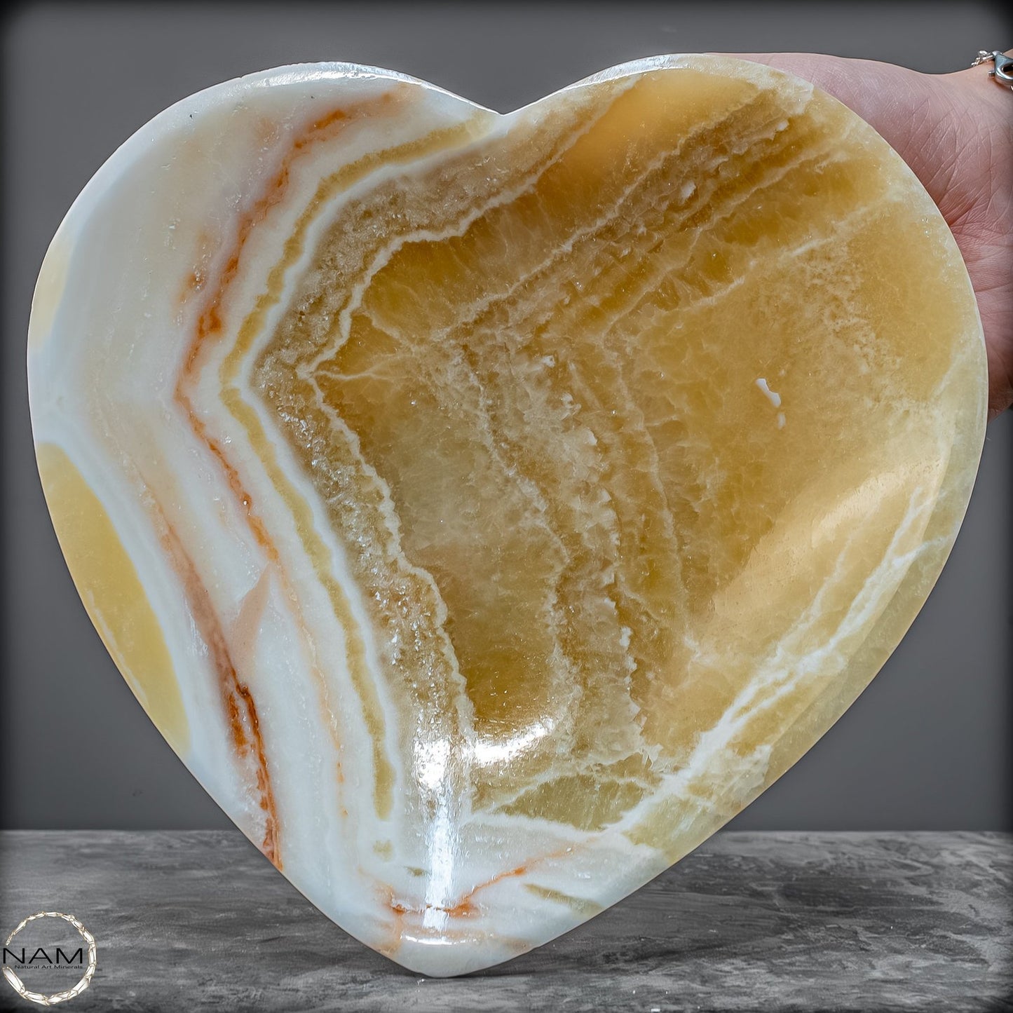 Wunderschöne Calcit-Herzschale aus Mexiko- 347,74g