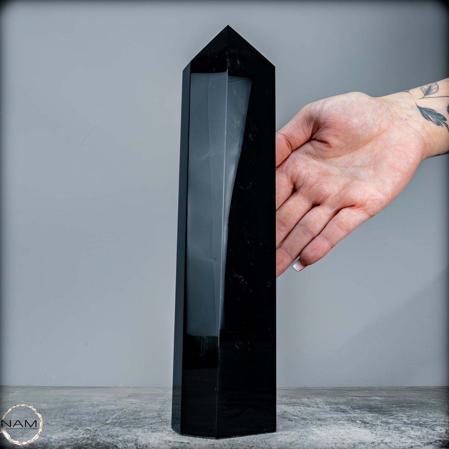 Natürliche Schwarze Obsidian Kristall-Obelisk - 1189,31g